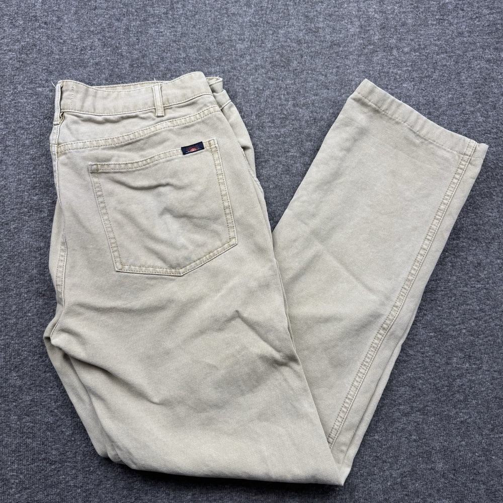 Faherty Brand Mens Pants Beige Sand Straight Leg Size 32x30 Sunwashed Canvas